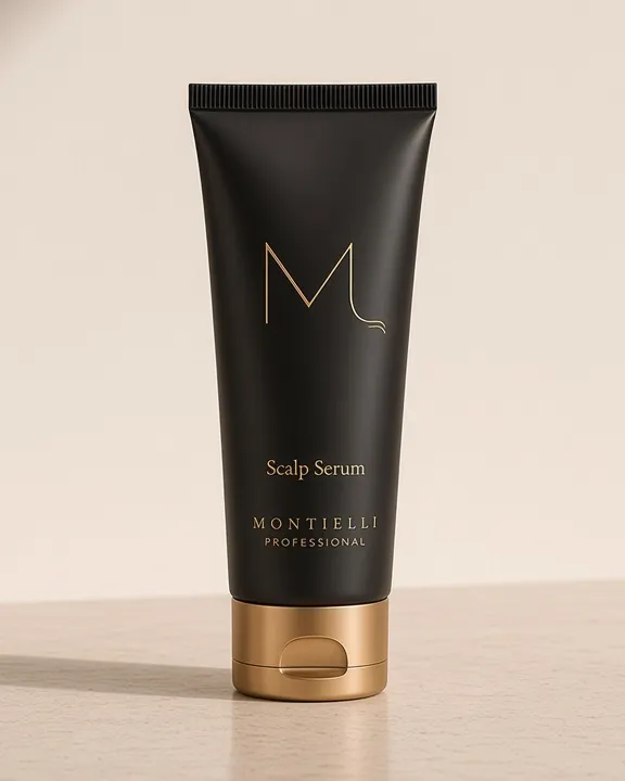 Sérum para el Cuero Cabelludo Montielli con el monograma M dorado